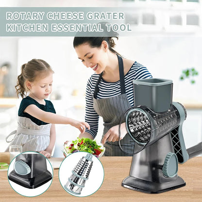 LMETJMA 3 in 1 Rotary Cheese Grater, Vegetable Slicer